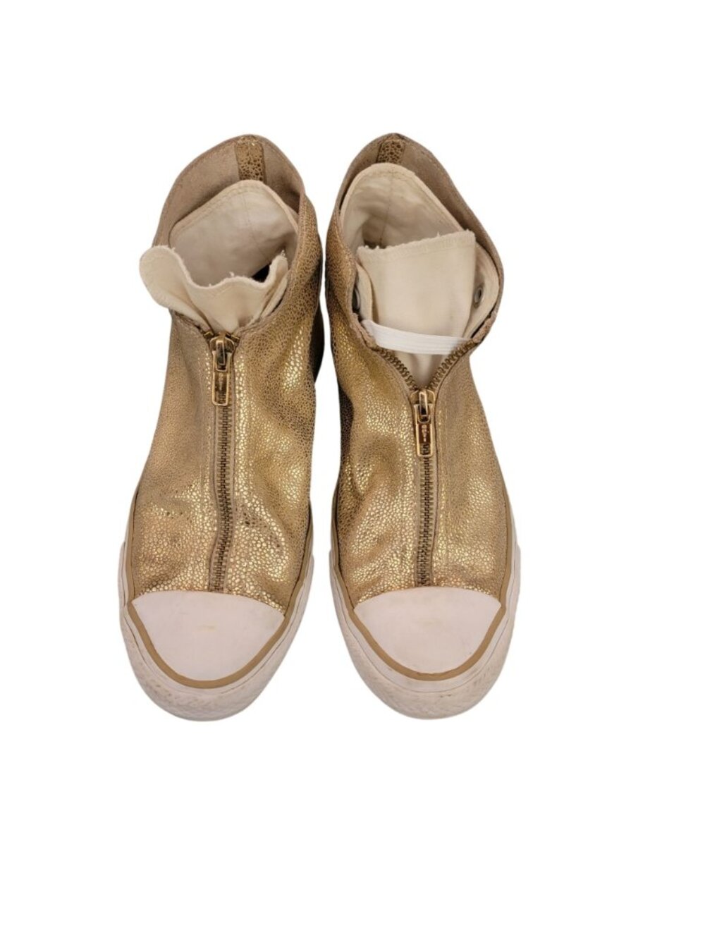 Converse CTAS Shroud Metallic Gold High Top Sneakers Zip Womens 7.5 Rare - Picture 2 of 9